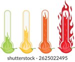 	
Pepper spice level. Red chili pepper. Mild, spicy, hot, extra hot	