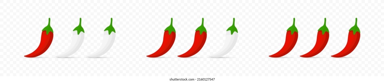 El nivel de picante de pimienta. Nivel de pimienta. Iconos de pimienta picante. Iconos de pimientos picantes. EPS vectorial aislado 10