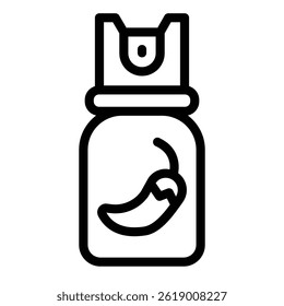 Pepper spray can line icon, law enforcement concept. Vector graphics. Danger liquid bottle, self defense protection sign on white background, style mobile or design