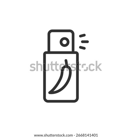 Pepper spray can, linear icon. Self-defense, protection, or non-lethal weapon. Line with editable stroke.