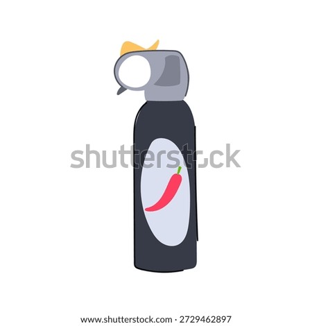 Pepper spray canister featuring a red chili icon, representing a tool for personal safety, self defense, and deterring threats in emergency situations