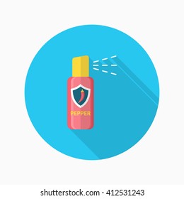 Pepper spray car icon, Vector flat long shadow design. EPS10