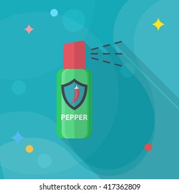 Pepper spray car icon, Vector flat long shadow design. EPS10