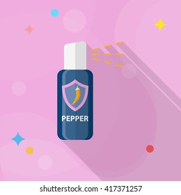 Pepper spray car icon, Vector flat long shadow design. EPS10