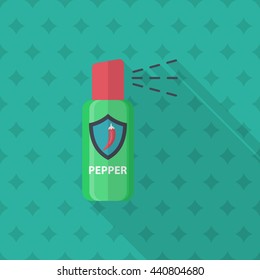 Pepper spray car icon, Vector flat long shadow design. EPS10