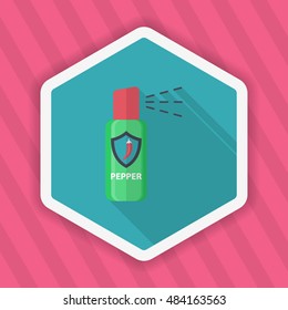 Pepper spray car icon, Vector flat long shadow design. EPS10