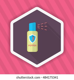 Pepper spray car icon, Vector flat long shadow design. EPS10