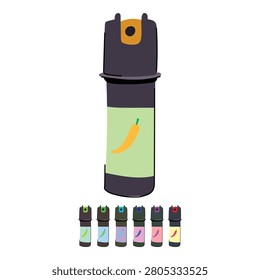 Pepper spray device with a chili label presenting self defense, personal safety, and non lethal protection against threats, emphasizing security and preparedness for emergencies