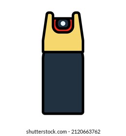 Icono de gas pimienta. Contorno de negrita editable con diseño de relleno de color. Ilustración vectorial.