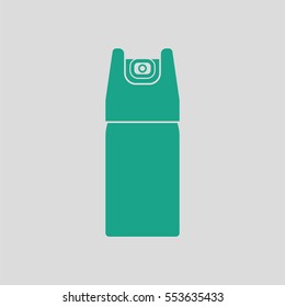 Pepper spray icon. Gray background with green. Vector illustration.