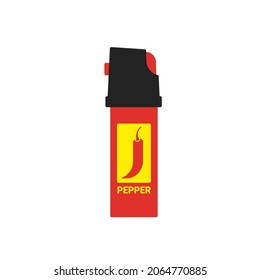 Pepper spray icon isolated on white. Concept Self defense against bully. Colored flat style. Vector illustration. 
