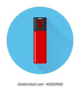 Pepper spray icon. OC gas. Capsicum self-defense aerosol. Flat vector illustration
