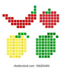 Pepper and tomato pixel set. Vector stock illustration of different kinds of vegetable by squares