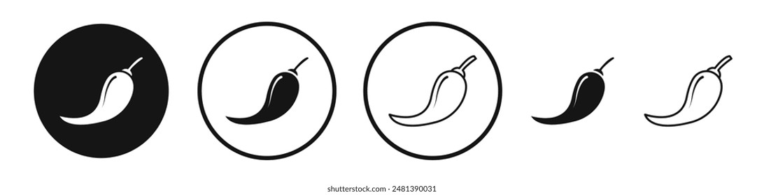 Pepper vector icon set in black and white color.