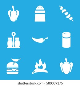 pepper vector icons. Set of 9 pepper filled icons such as chili