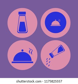 pepper vector icons set. with proper meal and salt shaker in set