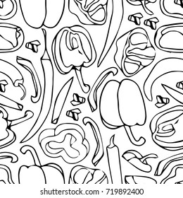 Pepper vector illustration. Vegetable engraved style object. Doodle. Design icon, print, logo, poster, symbol, decor, textile, paper