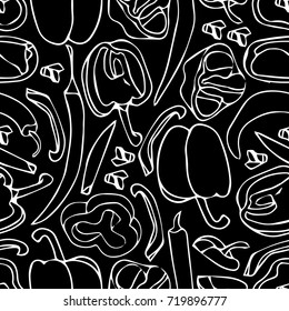 Pepper vector illustration. Vegetable engraved style object. Farm market Paprika. Doodle. Design icon, print, logo, poster, symbol, decor, textile, paper