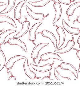 Pepper vector seamless pattern. Mexican chili spicy vegetable. Hot paprika texture.