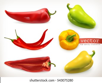 Pepper. Vegetable 3d Vector Icon Set