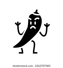 vectores de icono de glifo con carácter de verdura de pimienta. signo de carácter de verdura de pimienta. ilustración de símbolo aislado