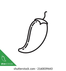 Jalapeño Pepper Vegetable Icon, Outline Style Vector Illustration