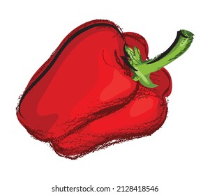 Pfeffer. Gemüse auf weißem Hintergrund .Vektorgrafik.