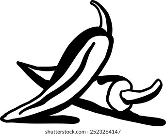 Pepper . Vegetables sketch style. Hand drawn minimal design. Perfect for wallpaper, template, banner, wall decor, print, postcard, cover. Vector illustration