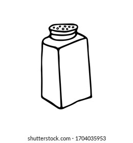 Pepperbox hand-drawn doodle. Black-white vector illustration for web, booklets, textiles. Pepper shaker