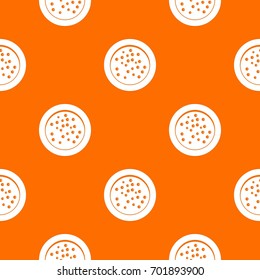 Peppercorns on a plate pattern repeat seamless in orange color for any design. Vector geometric illustration