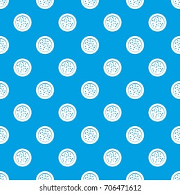 Peppercorns on a plate pattern repeat seamless in blue color for any design. Vector geometric illustration