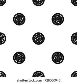 Peppercorns on a plate pattern repeat seamless in black color for any design. Vector geometric illustration