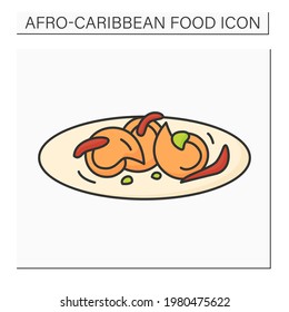 Peppered snail color icon. Nigerian appetizer. Tasty and spicy delicacy. Afro-Caribbean food.Local food concept. Isolated vector illustration