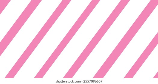 Peppermint candy cane diagonal stripes seamless pattern, stripes in pink background in vector .