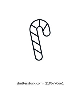 Peppermint candy cane icon. Winter, New Year and Christmas concept. Can be used in social media, packaging, typographic and web design. Vector illustration isolated on white background.
