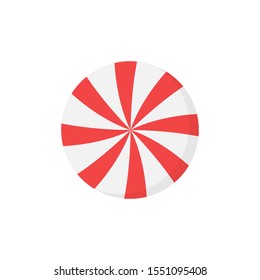 Peppermint candy round icon vector illustration. Sweet christmas treat, confectionery. Isolated cartoon graphic.
