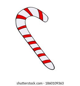 Peppermint candy stick red and white isolated on white background