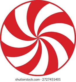 Peppermint Candy Swirl Red White Circle Icon