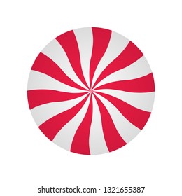 Peppermint cream candy. Spiral red and white form. Sweet shop design. Vector illustration isolated on white.