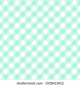 Peppermint diagonal gingham. Seamless vector check pattern suitable for fashion, interiors and Easter decor.