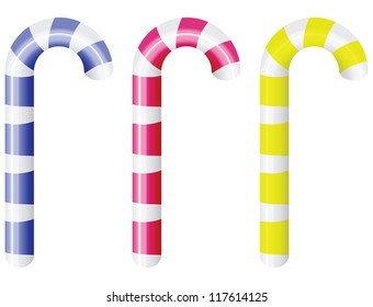 Peppermint flavored candy canes. Perfect for Christmas. Vector illustration.