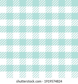 Peppermint green and white gingham tablecloth check. Seamless vector plaid pattern suitable for fashion, interiors and Easter decor