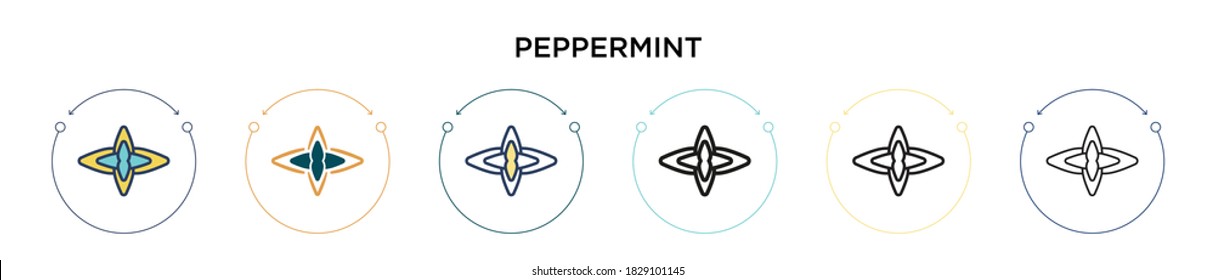 Peppermint icon in filled, thin line, outline and stroke style. Vector illustration of two colored and black peppermint vector icons designs can be used for mobile, ui, web