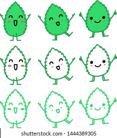 Peppermint Leaf Cute Mascot. Cute Logo. Cute Character