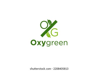 Peppermint leaf logo icon nature green organic herb food oxigen plant initial letter O G