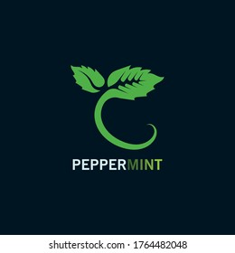 Diseño del concepto de inspiración del logo de la hoja de Peppermint sobre el diseño de fondo negro