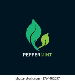 Peppermint leaf logo inspiration concept design on black background design