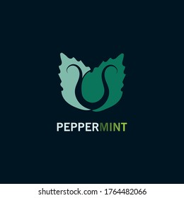 Peppermint leaf logo inspiration concept design on black background design