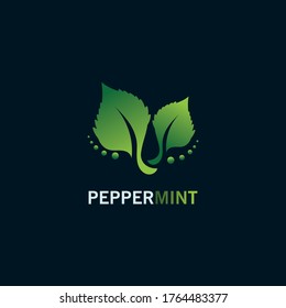 Peppermint leaf logo inspiration concept design on black background design