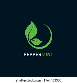 Peppermint leaf logo inspiration concept design on black background design